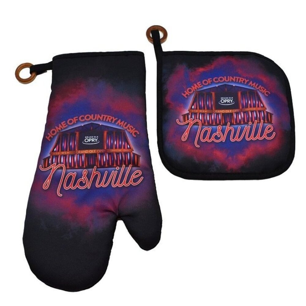 Grand Ole Opry Oven Mitt Potholder Set Kitchen Nashville Home of Country Music